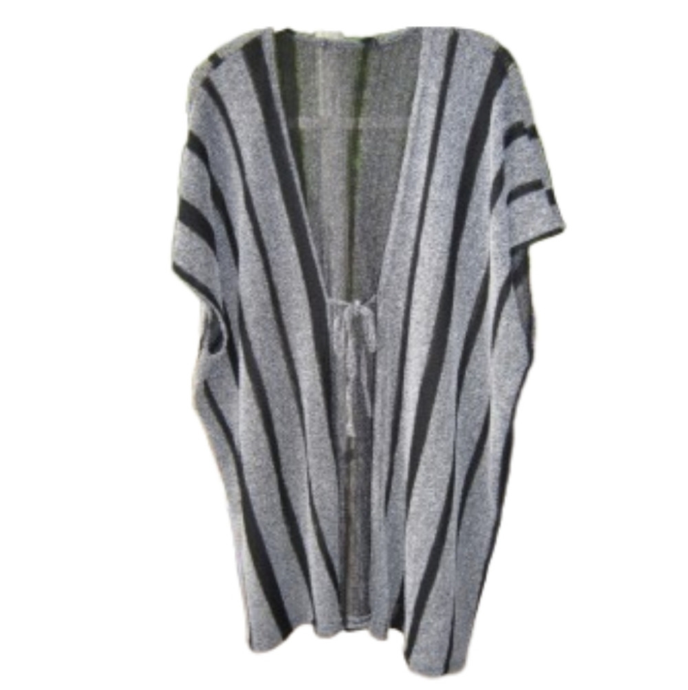 Verticle‎ Striped Black And Gray kimono cardigan OSFM